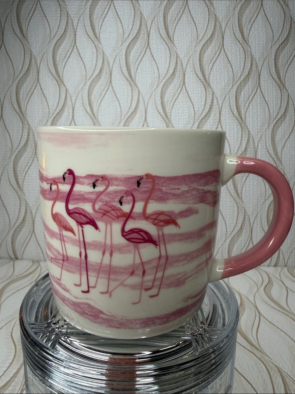 Pink Flamingo Ceramic Coffee Tea Mug with Pink Handle